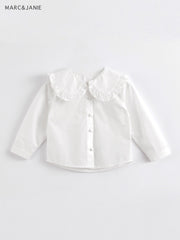 MARC&JANIE Girls Lace Lapel Cotton Shirt