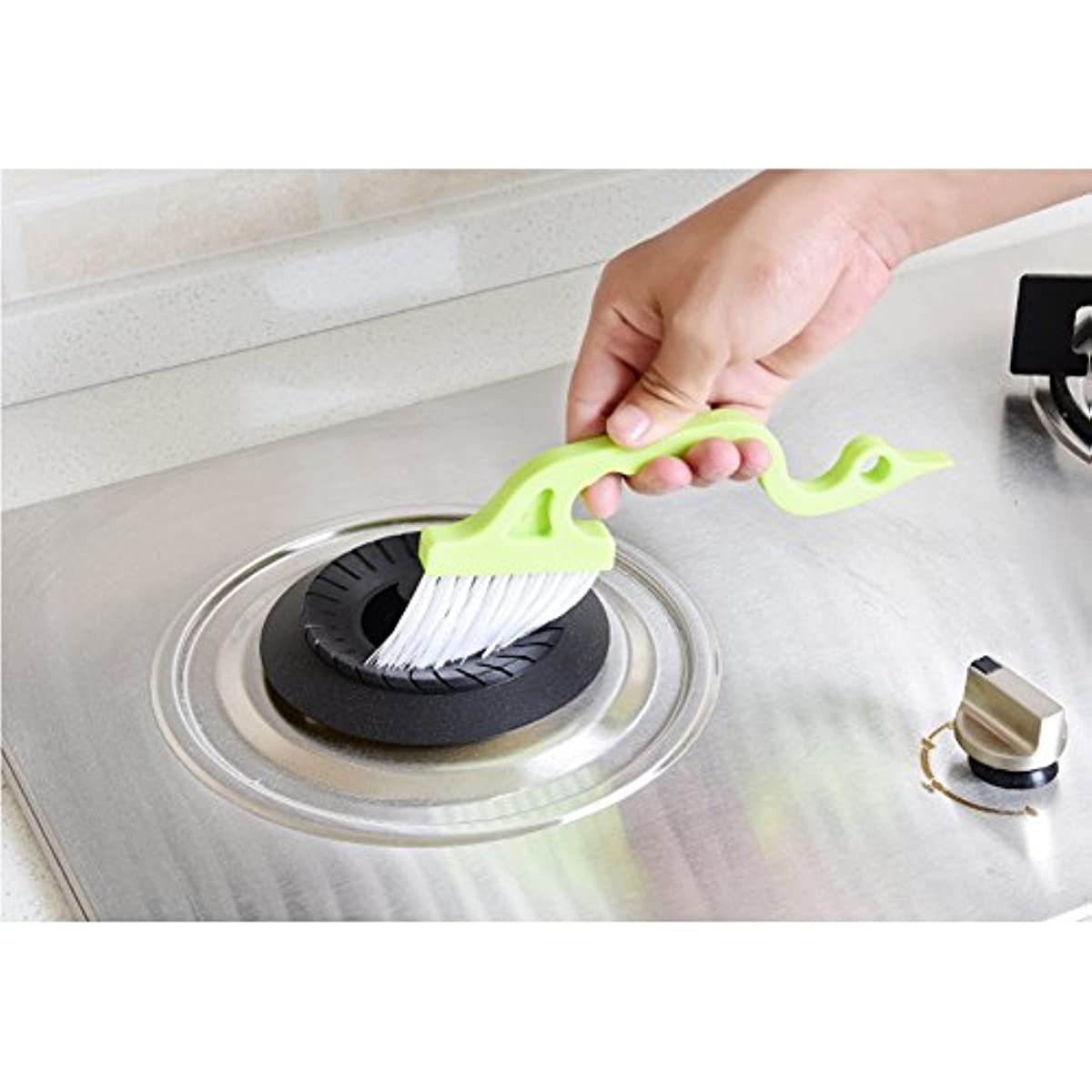 1pc Handheld Cleaning Brush for Windows Doors Kitchen Tracks
