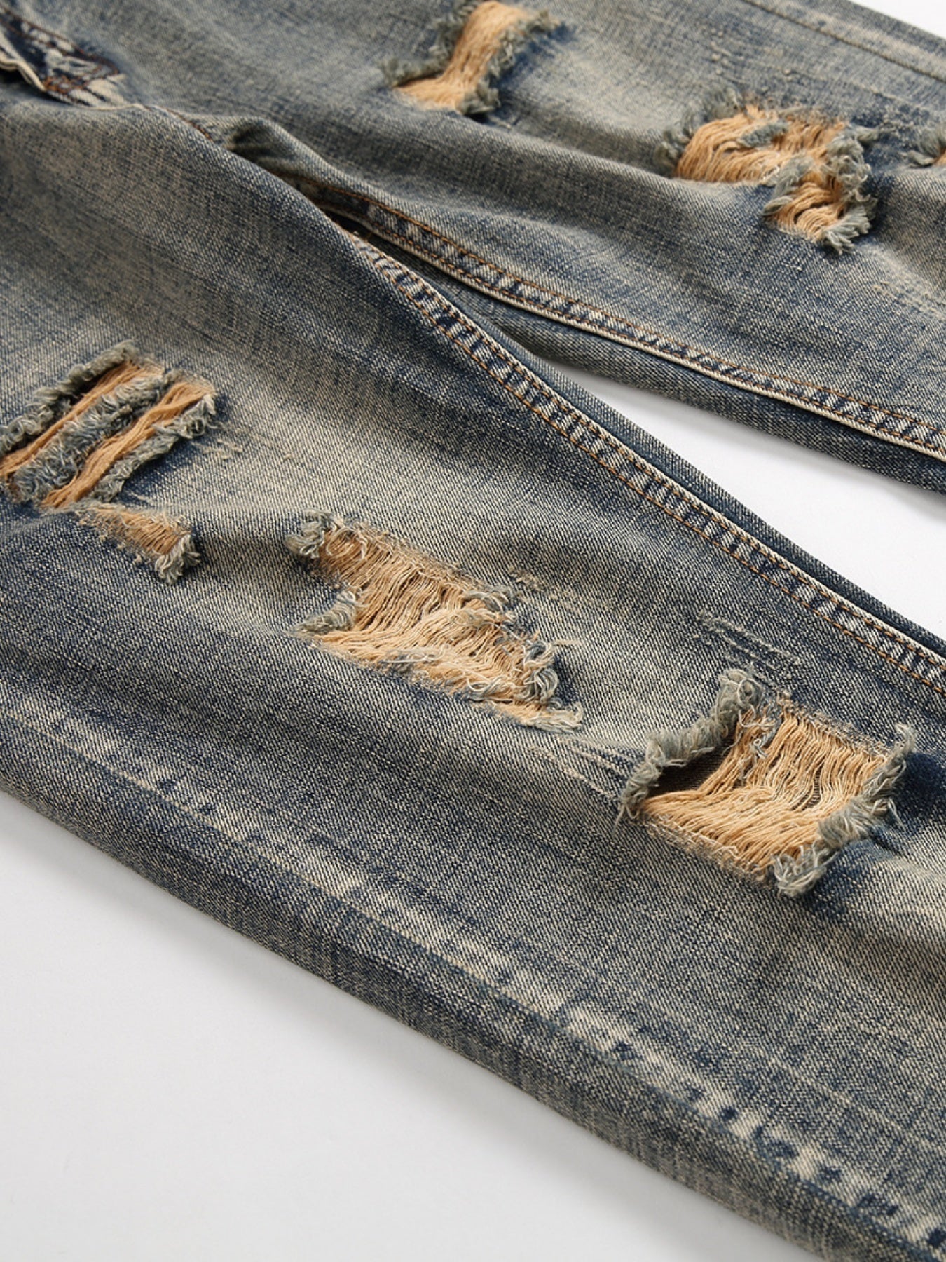 Men's Retro Ripped Jeans Straight Leg Fit