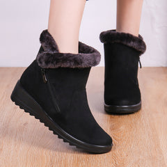 Fleece Lining Wedge Snow Boots Side Zipper Anti Slip