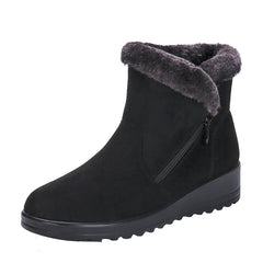 Fleece Lining Wedge Snow Boots Side Zipper Anti Slip