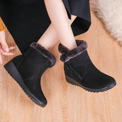 Fleece Lining Wedge Snow Boots Side Zipper Anti Slip