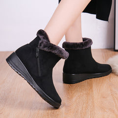 Fleece Lining Wedge Snow Boots Side Zipper Anti Slip