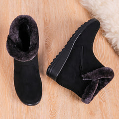Fleece Lining Wedge Snow Boots Side Zipper Anti Slip
