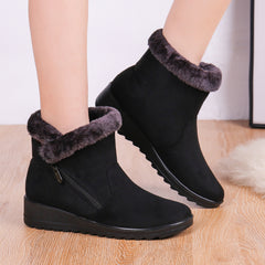 Fleece Lining Wedge Snow Boots Side Zipper Anti Slip