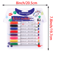 8pcs Waterproof Fabric Textile Marker Pen for DIY Art Graffiti Painting