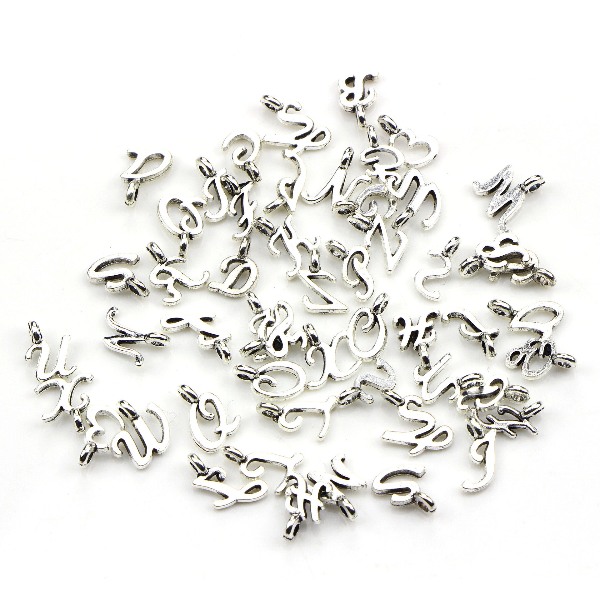26pcs Antique Silvery Letters Bracelet Pendant Set