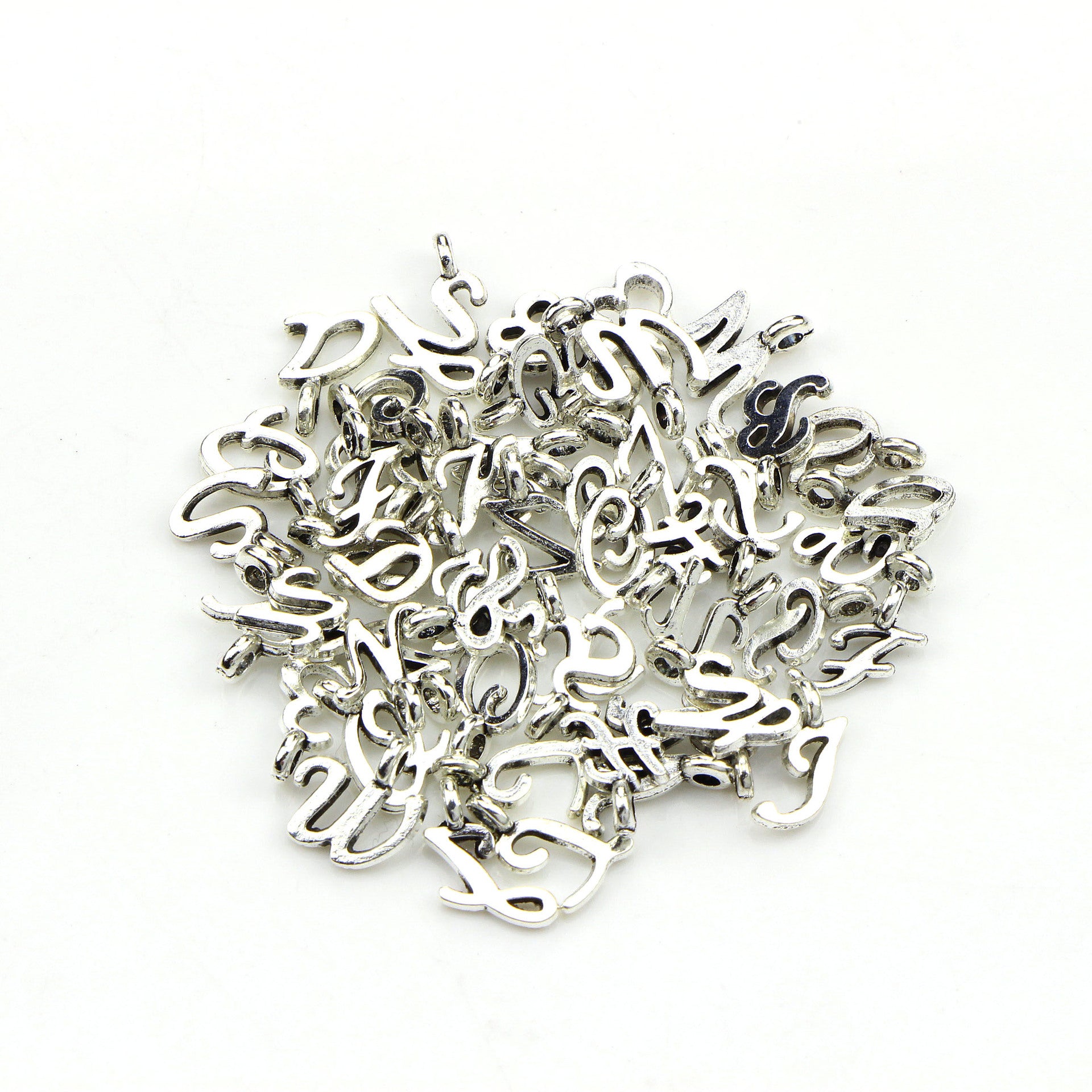 26pcs Antique Silvery Letters Bracelet Pendant Set