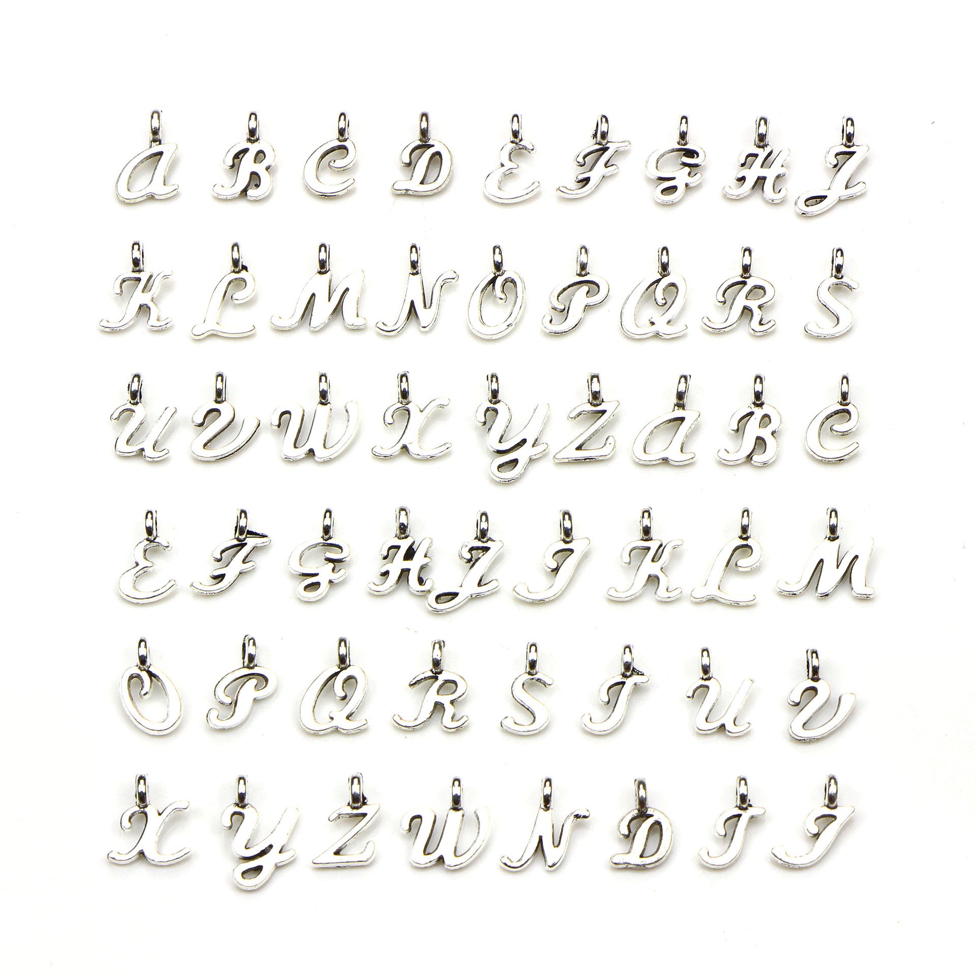 26pcs Antique Silvery Letters Bracelet Pendant Set