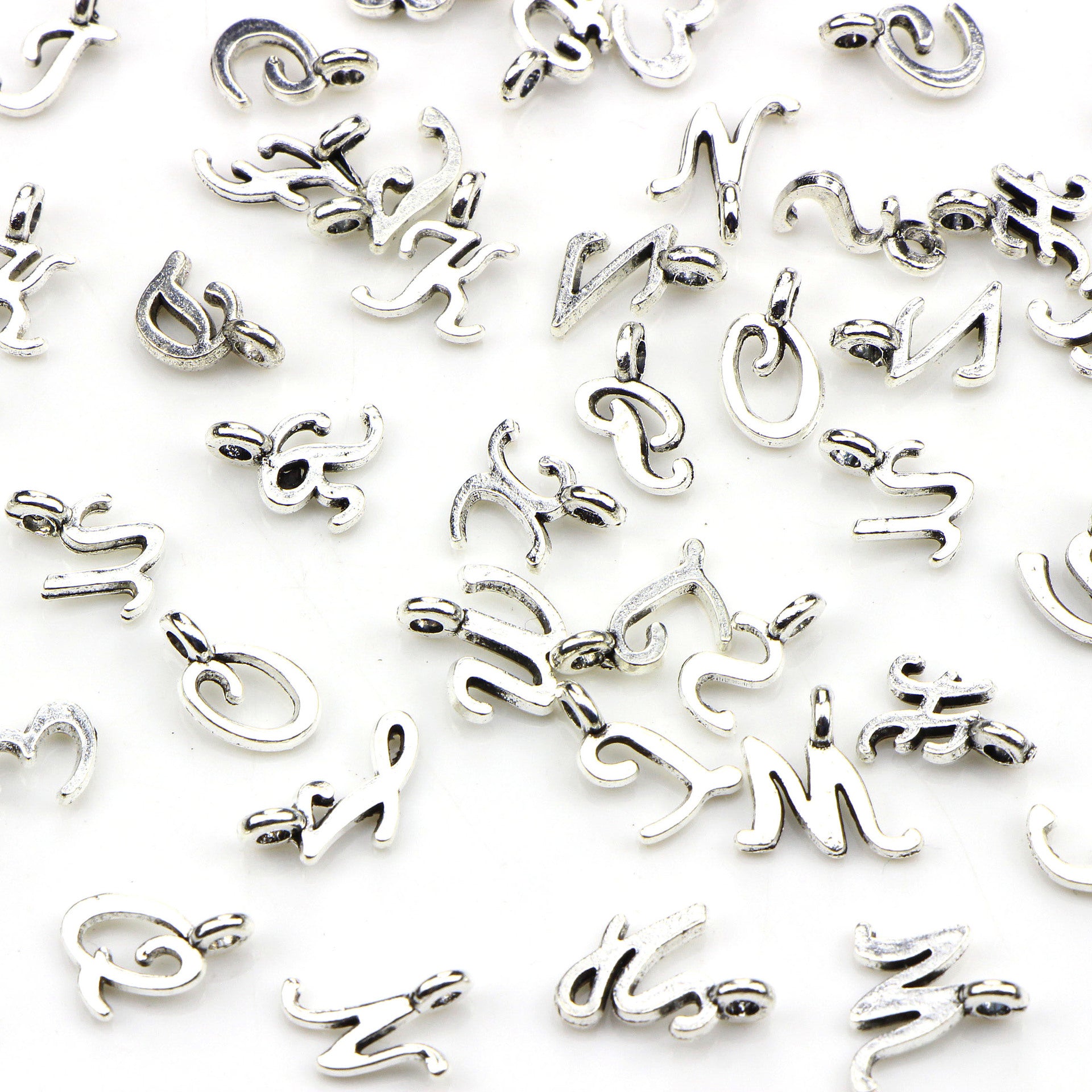 26pcs Antique Silvery Letters Bracelet Pendant Set