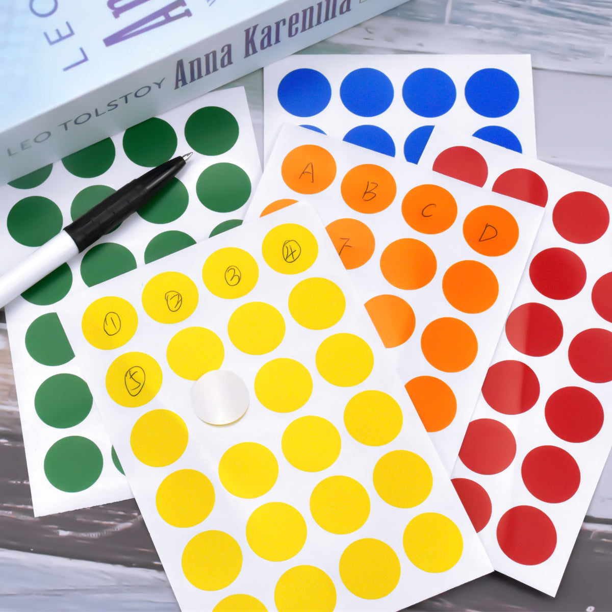 720 Colorful Dot Stickers 6 Colors Self Adhesive Labeling