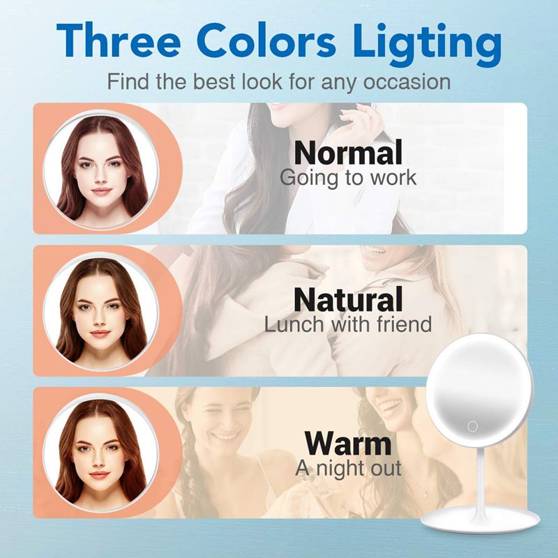 USB LED Makeup Mirror with Dimming & Storage