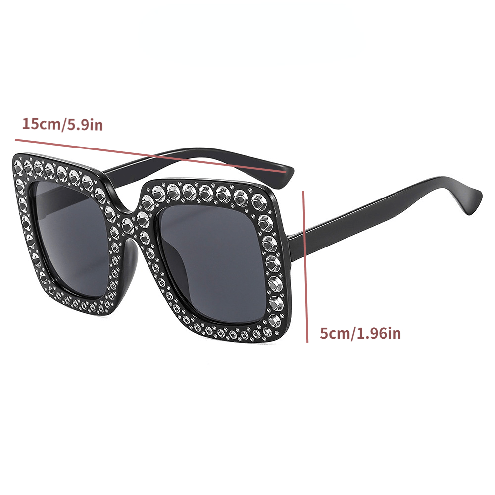 Vintage Rhinestone Square Sunglasses for Women