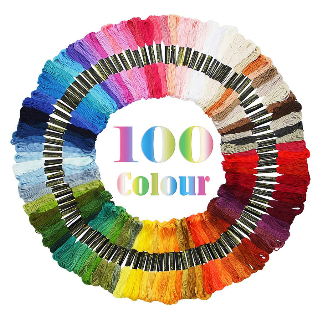 100 Colors Cross Stitch Embroidery Thread, Polyester Cotton Embroidery Line