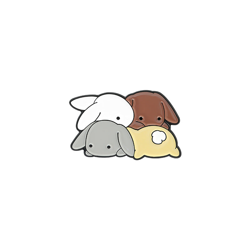 Kids Talking Rabbits & Cats Enamel Pin Brooch Birthday Party Access.