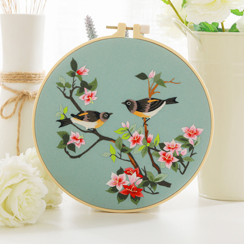 Birds Pattern Embroidery Kit for Beginner DIY Cross Stitch Set