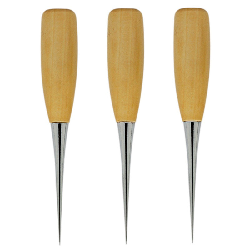 Professional Cloth Awl Sewing Tools Punching Leather Wood Handle Steel Awl