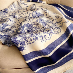 Silk Printed 43 Square Scarf Large Headband for Women