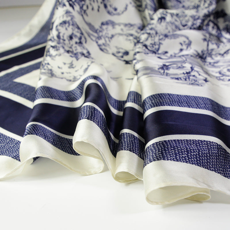 Silk Printed 43 Square Scarf Large Headband for Women