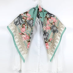 Twill Silk Square Scarf 35 Women Print Turban Shawl