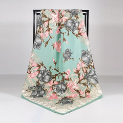 Twill Silk Square Scarf 35 Women Print Turban Shawl