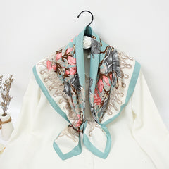 Twill Silk Square Scarf 35 Women Print Turban Shawl