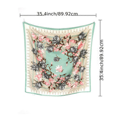 Twill Silk Square Scarf 35 Women Print Turban Shawl
