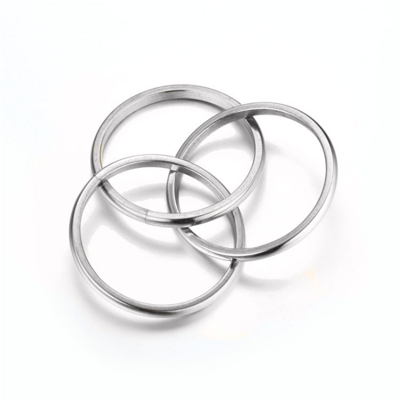 Triple Row Rolling Interlocking Rings High Polish Rings For Women Men