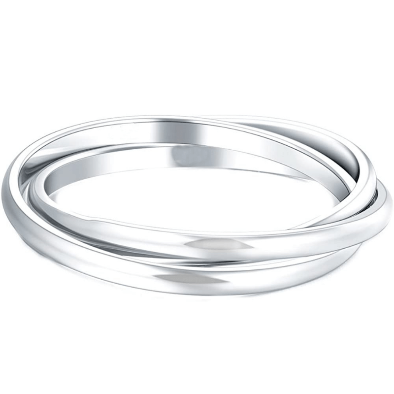Triple Row Rolling Interlocking Rings High Polish Rings For Women Men