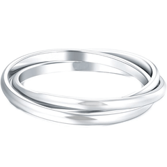 Triple Row Rolling Interlocking Rings High Polish Rings For Women Men