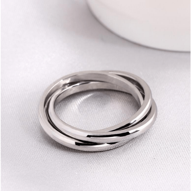 Triple Row Rolling Interlocking Rings High Polish Rings For Women Men