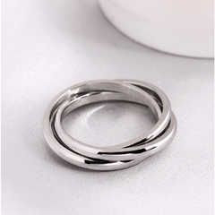 Triple Row Rolling Interlocking Rings High Polish Rings For Women Men
