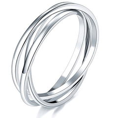 Triple Row Rolling Interlocking Rings High Polish Rings For Women Men