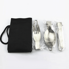 3 Pc Stainless Steel Cookware Backpack Set for Camping Picnics Outdoor Eating