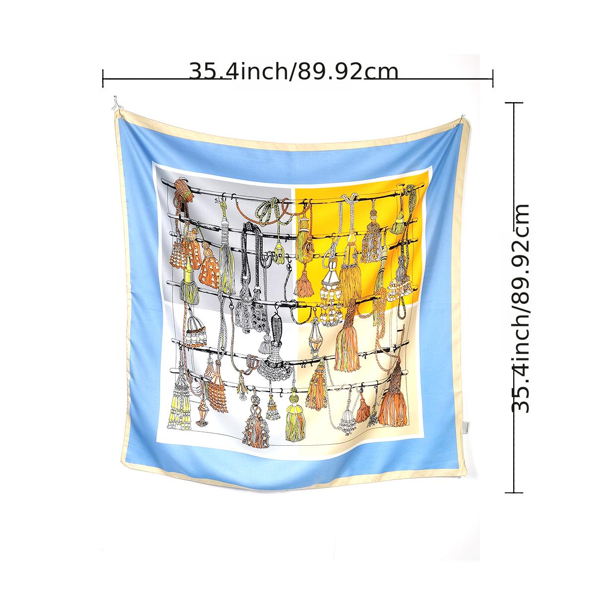 Twill Silk Square Scarf for Women Print Non-slip Turban Shawl