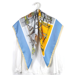 Twill Silk Square Scarf for Women Print Non-slip Turban Shawl