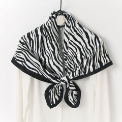 Twill Silk Square Scarf for Women Print Non-slip Turban Shawl