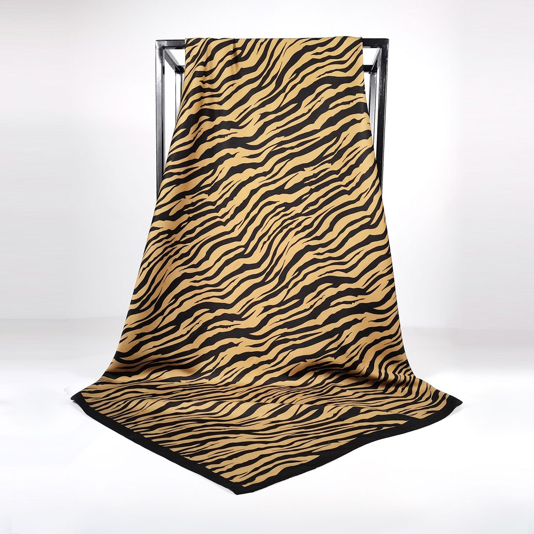 Twill Silk Square Scarf for Women Print Non-slip Turban Shawl