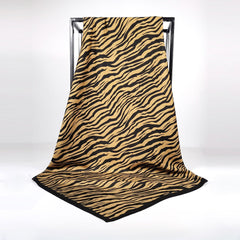 Twill Silk Square Scarf for Women Print Non-slip Turban Shawl