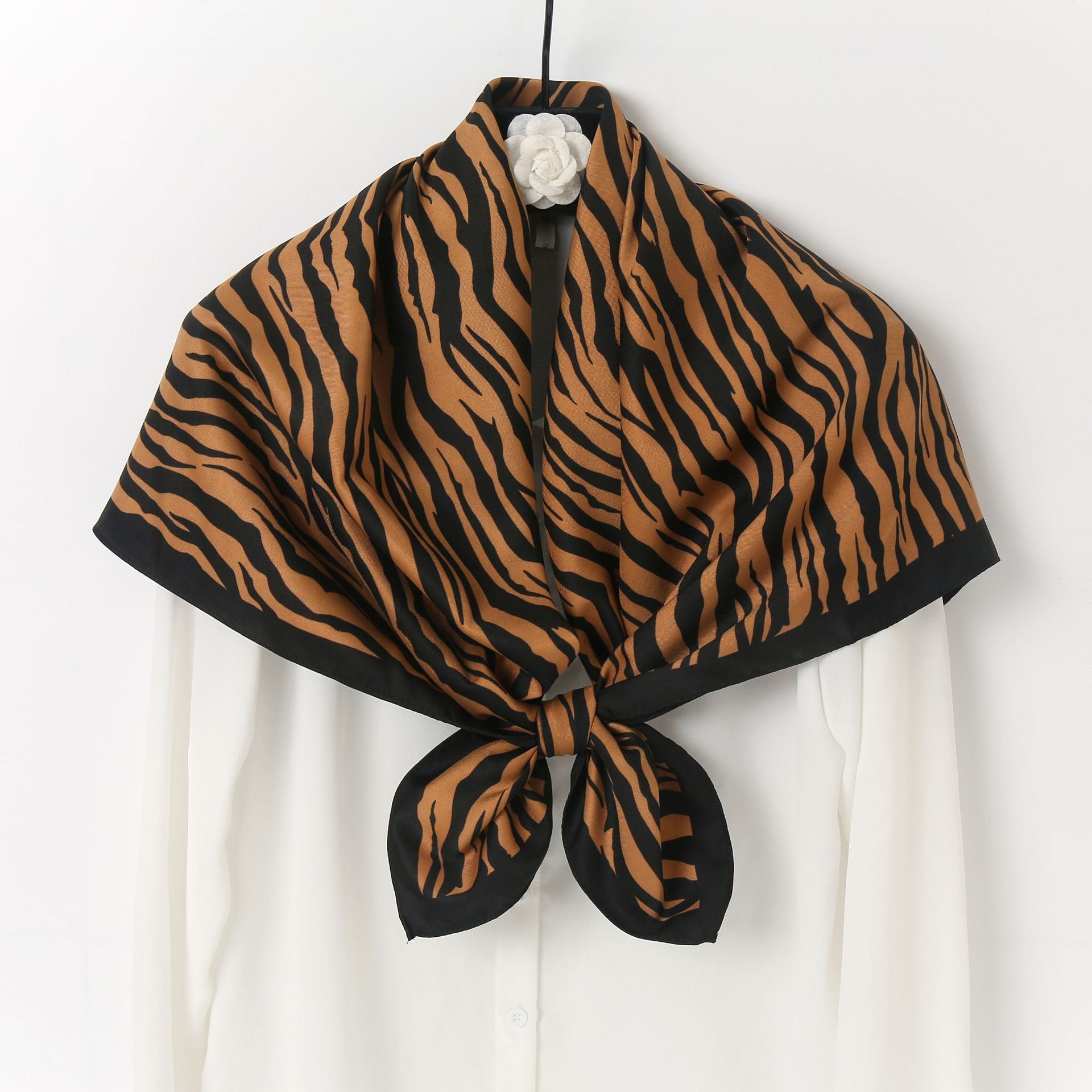 Twill Silk Square Scarf for Women Print Non-slip Turban Shawl