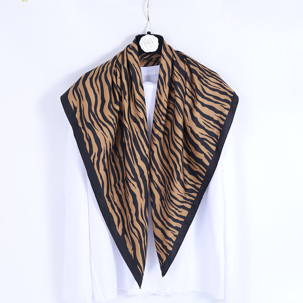 Twill Silk Square Scarf for Women Print Non-slip Turban Shawl