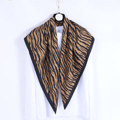 Twill Silk Square Scarf for Women Print Non-slip Turban Shawl