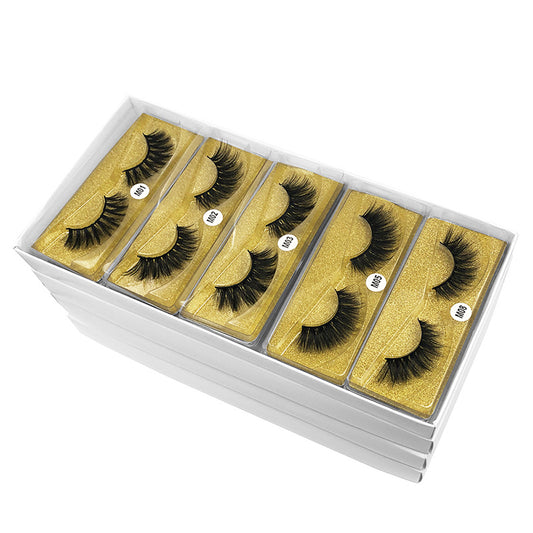 10 Pairs Natural 3D Faux Mink False Eyelashes with Glitter Box