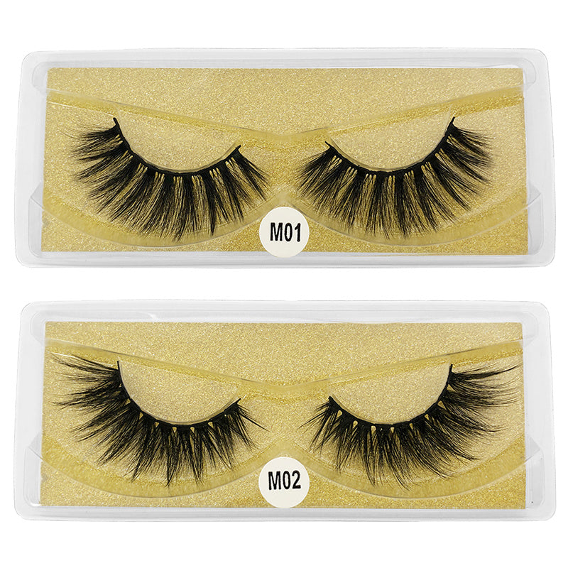 10 Pairs Natural 3D Faux Mink False Eyelashes with Glitter Box