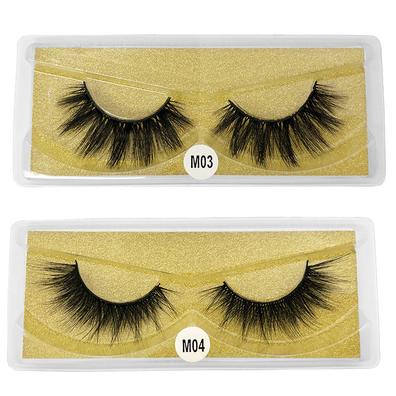 10 Pairs Natural 3D Faux Mink False Eyelashes with Glitter Box