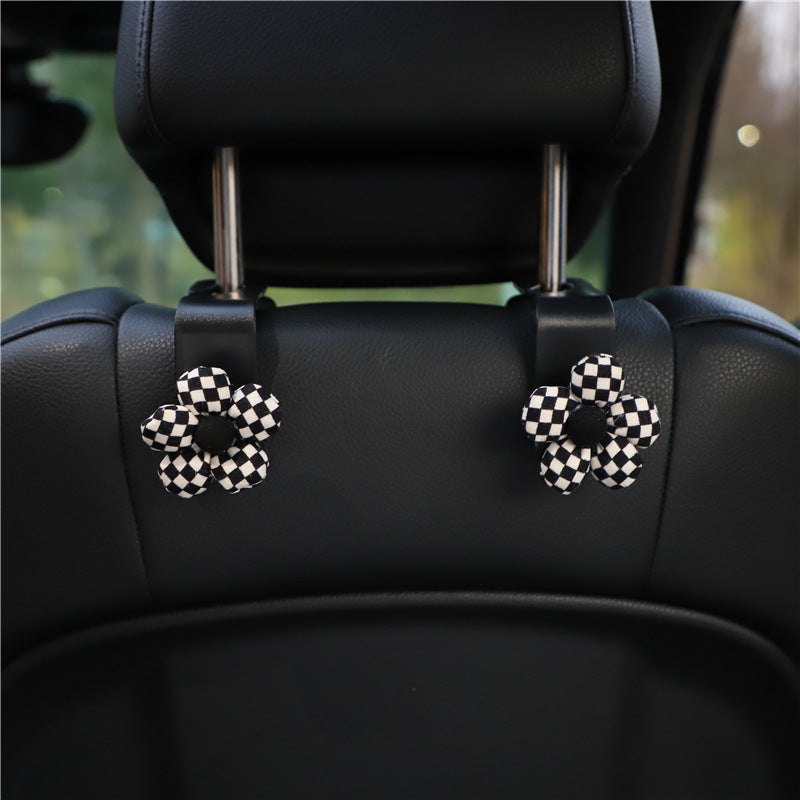 Car Seat Headrest Hook Houndstooth Bowknot Car Storage Hanger