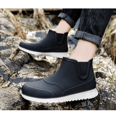 Men's Waterproof Ankle Rain Boots Non-Slip Outdoor Footwear