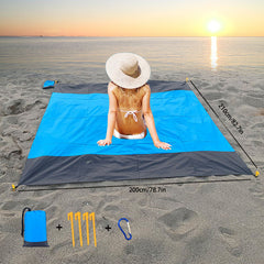 Beach Blanket Quick Drying Soft Pocket Beach Mat Waterproof Picnic Blanket
