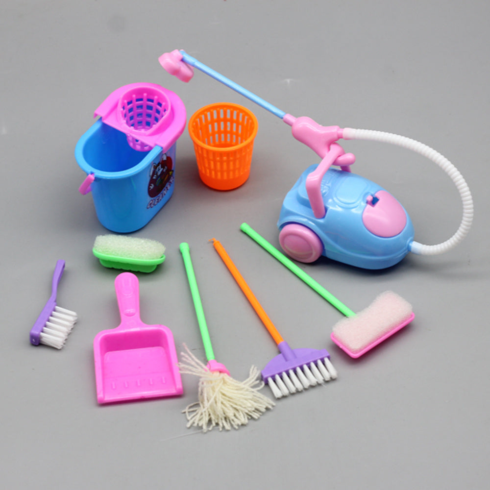 9pcs Mini Dollhouse Cleaning Tools Kids Toy Random