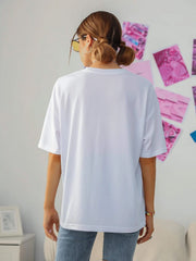 Cute Pig Letter Print Graphic Tee Womens Crew Neck T-shirt